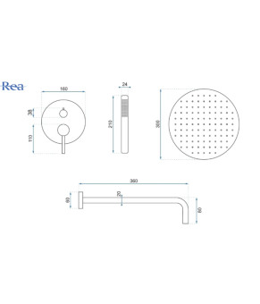 Душевая система REA LUNGO BLACK GLOSSY + BOX скрытого монтажа * (REA-P4420)