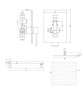 Душевая система KOHLMAN AXIS 40 CHROME + BOX скрытого монтажа (QW220NQ40)