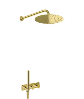 Душевая система KOHLMAN AXEL 25 GOLD с термостатом + BOX скрытого монтажа (KPL-QW265AGD25)