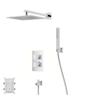 Душевая система CORSAN ANGO 25 CHROME с изливом и термостатом + BOX скрытого монтажа (ZA25TCHW)