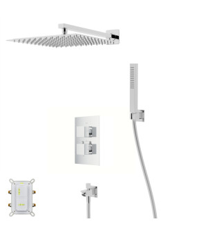Душевая система CORSAN ANGO 30 CHROME с изливом и термостатом + BOX скрытого монтажа (ZA30TCHW)