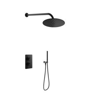 Душевая система KOHLMAN AXEL 30 BLACK с термостатом + BOX скрытого монтажа (KPL-QW432AB30)