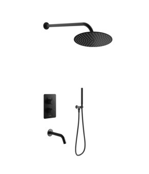 Душевая система KOHLMAN AXEL 30 BLACK с термостатом + BOX скрытого монтажа (KPL-QW433AB30)