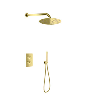 Душевая система KOHLMAN AXEL 25 GOLD с термостатом + BOX скрытого монтажа (KPL-QW432AGD25)
