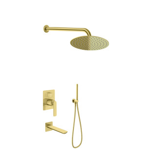 Душевая система KOHLMAN EXPERIENCE 25 BRUSHED GOLD + BOX скрытого монтажа (KPL-QW211EGDBR25)