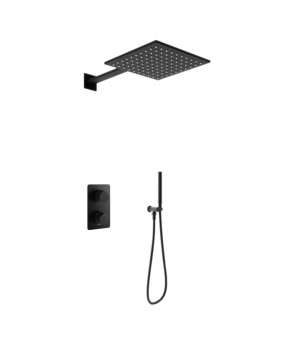 Душевая система KOHLMAN EXPERIENCE 25 BLACK с термостатом + BOX скрытого монтажа (KPL-QW432EBQ25)
