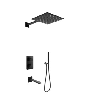 Душевая система KOHLMAN EXPERIENCE 25 BLACK с термостатом + BOX скрытого монтажа (KPL-QW433EBQ25)