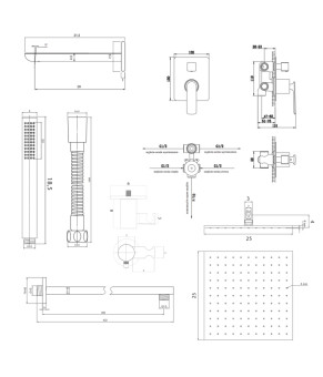 Душевая система KOHLMAN EXPERIENCE 25 GRAPHITE + BOX скрытого монтажа (KPL-QW211EGQ25)