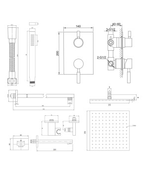 Душевая система KOHLMAN ROXIN 35 CHROME + BOX скрытого монтажа (KPL-QW211RQ35)