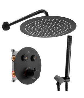 Душевая система REA LUNGO BLACK c термостатом + BOX скрытого монтажа (REA-P8549)