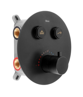 Душевая система REA LUNGO BLACK c термостатом + BOX скрытого монтажа (REA-P8549)
