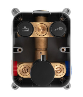 Душевая система REA LUNGO BLACK c термостатом + BOX скрытого монтажа (REA-P8549)