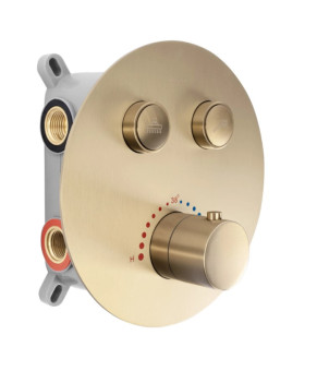 Душевая система REA LUNGO BRUSHED GOLD c термостатом + BOX скрытого монтажа (REA-P8551)
