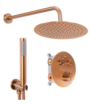 Душевая система REA LUNGO BRUSHED COPPER c термостатом + BOX скрытого монтажа (REA-P8808)