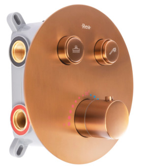 Душевая система REA LUNGO BRUSHED COPPER c термостатом + BOX скрытого монтажа (REA-P8808)