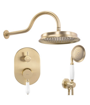 Душевая система REA SERRA BRUSHED GOLD + BOX скрытого монтажа (REA-B1149)