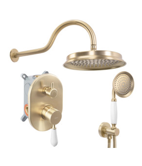 Душевая система REA SERRA BRUSHED GOLD + BOX скрытого монтажа (REA-B1149)