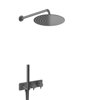 Душевая система KOHLMAN AXEL 25 GRAPHITE с термостатом + BOX скрытого монтажа (KPL-QW265AG25)