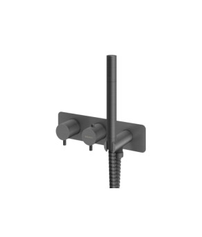 Душевая система KOHLMAN AXEL 25 GRAPHITE с термостатом + BOX скрытого монтажа (KPL-QW265AG25)