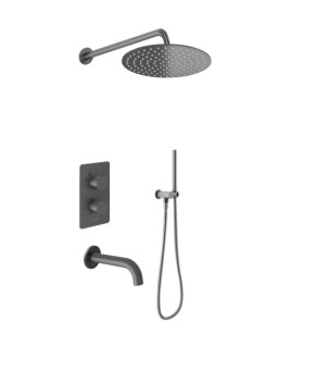 Душевая система KOHLMAN AXEL 30 GRAPHITE с термостатом + BOX скрытого монтажа (KPL-QW433AG30)