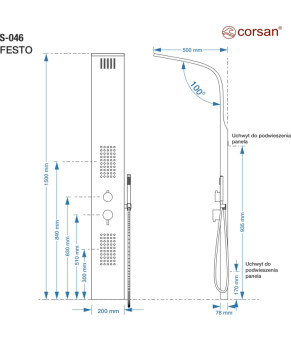 Душевая панель CORSAN FESTO BLACK (S046MBL)