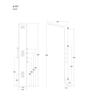 Душевая панель CORSAN DUO BLACK WHITE (A777MWHBL)