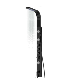 Душевая панель CORSAN SNAKE BLACK LED с изливом и термостатом  (S002TBLLEDW)