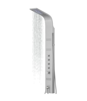 Душевая панель CORSAN KASKADA SILVER LED с изливом и термостатом (A014MSLLEDW)
