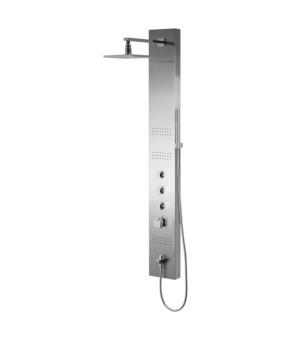 Душевая панель CORSAN NEO INOX LED с изливом и термостатом (S060TSLLEDW)