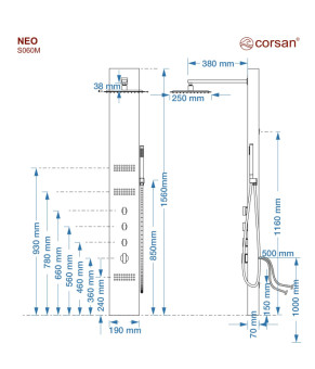 Душевая панель CORSAN NEO BLACK  (S060MBL)