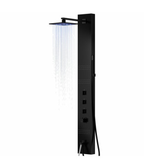 Душевая панель CORSAN NEO BLACK LED с изливом и термостатом (S060TBLLEDW)