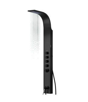 Душевая панель CORSAN SAMSARA BLACK LED с изливом и термостатом (S003TBLLEDW)