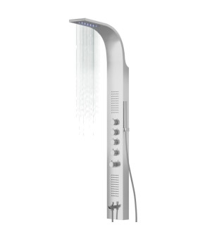 Душевая панель CORSAN SAMSARA INOX LED с изливом и термостатом (S003TSLLEDW)