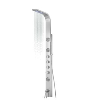 Душевая панель CORSAN SNAKE INOX LED с изливом и термостатом (S002TSLLEDW)