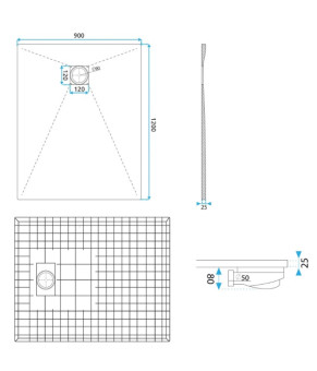 Душевой поддон REA BAZALT 90x120 GREY (REA-K4108)