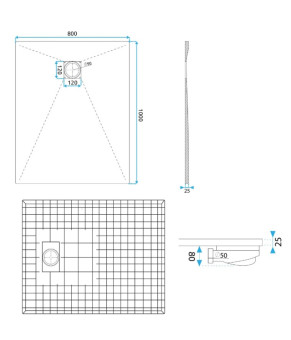 Душевой поддон REA MAGNUM 80x100 GREY (REA-K4107)
