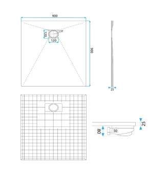 Душевой поддон REA MAGNUM 90x90 GREY (REA-K4106)