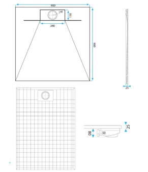Душевой поддон REA BAZALT 90x90 GREY (REA-K4105)