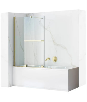 Шторка для ванны REA FABIAN 100 BRUSHED GOLD раздвижная (REA-K6527)