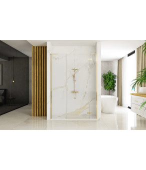 Душевая дверь REA HUGO 110 BRUSHED GOLD распашная  (REA-K6610+REA-K8410)