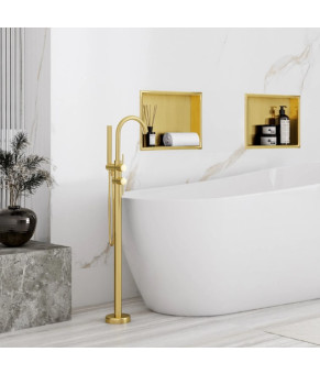 Встраиваемая полка REA 30X30 BRUSHED GOLD с ободком (REA-05606)