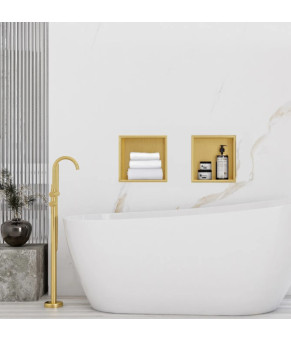 Встраиваемая полка REA 30X30 BRUSHED GOLD с ободком (REA-05606)