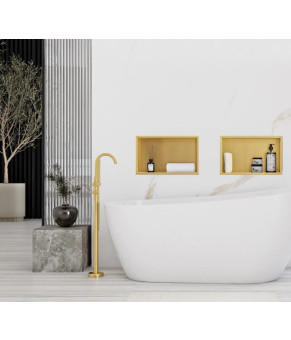 Встраиваемая полка REA 30X45 BRUSHED GOLD с ободком (REA-05607)