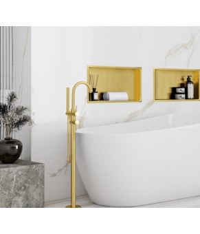 Встраиваемая полка REA 30X45 BRUSHED GOLD с ободком (REA-05607)