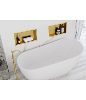 Встраиваемая полка REA 30X45 BRUSHED GOLD с ободком (REA-05607)