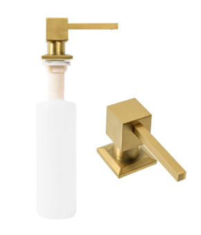 Врезной дозатор для жидкости REA BRUSHED GOLD 330 мл. квадратный * (BAT-05009)