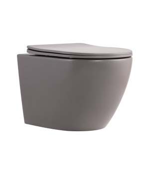 Унітаз підвісний Robin Ultra Quiet 490×365×325 мм, Stone Grey, з сидінням Slim Duroplast / Soft-close / Quick Release QT13332381АSSG Qtap