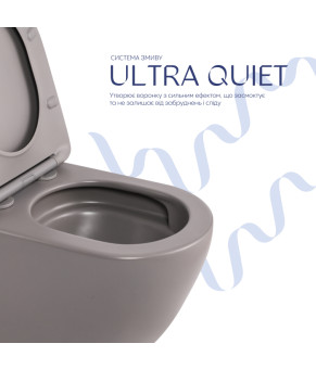 Унітаз підвісний Robin Ultra Quiet 490×365×325 мм, Stone Grey, з сидінням Slim Duroplast / Soft-close / Quick Release QT13332381АSSG Qtap