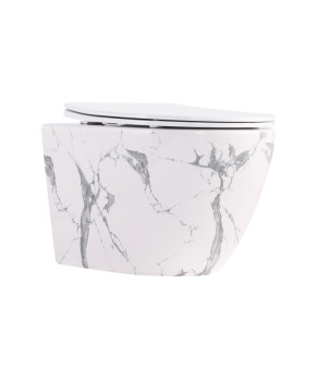 Унітаз підвісний Robin Ultra Quiet 490×365×325 мм, Marble, з сидінням Slim Duroplast / Soft-close / Quick Release QT13332381АSMR Qtap