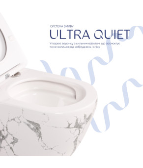 Унітаз підвісний Robin Ultra Quiet 490×365×325 мм, Marble, з сидінням Slim Duroplast / Soft-close / Quick Release QT13332381АSMR Qtap